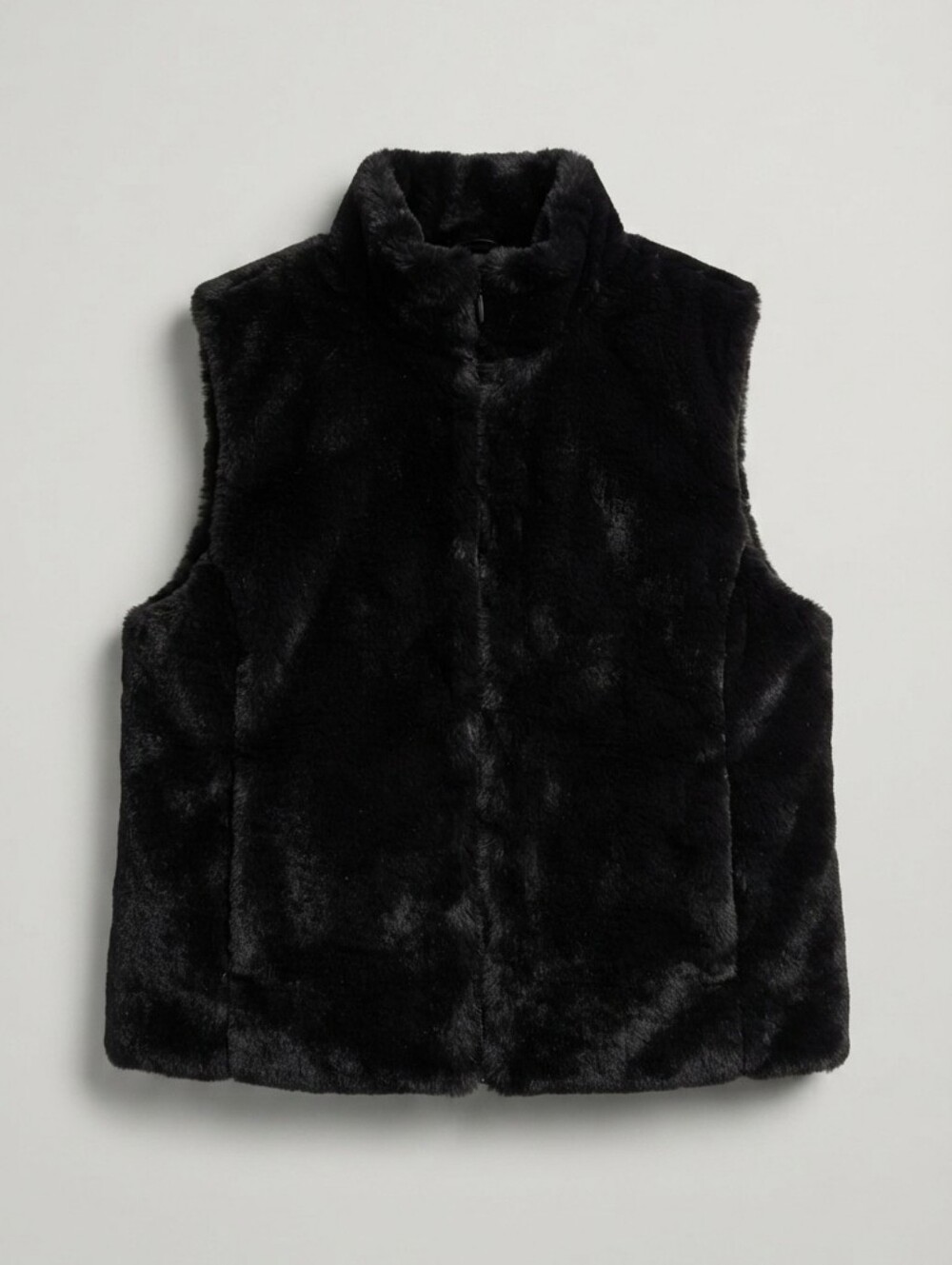 Blassport Reversible Faux Fur Vest  Zip Up Mock Neck Plush Cozy Me